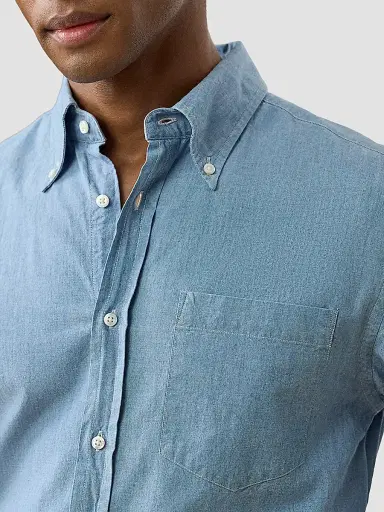 Ralph Lauren Purple Label Men's Washed Chambray Shirt - Medium Bermuda Wash - Size XXL | Thumbnail 5 Ralph Lauren Purple Label Men's Washed Chambray Shirt - Medium Bermuda Wash - Size XXL | Thumbnail 5
