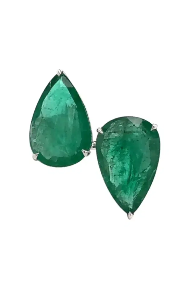 Double Emerald Pearshape Ring