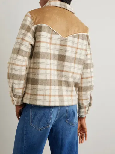 Mother After School Faux Suede-trimmed Checked Fleece Jacket | Thumbnail 4 Mother After School Faux Suede-trimmed Checked Fleece Jacket | Thumbnail 4