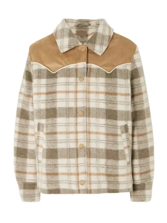 After School Faux Suede-trimmed Checked Fleece Jacket