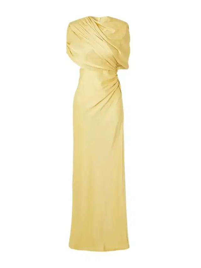 Open-back Cape-effect Draped Satin Gown