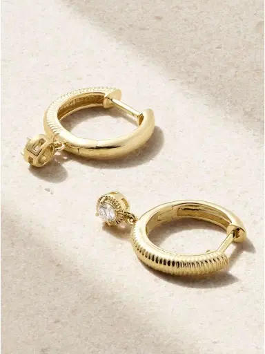 STONE AND STRAND Cyndi 14-karat Gold Diamond Hoop Earrings | Thumbnail 3 STONE AND STRAND Cyndi 14-karat Gold Diamond Hoop Earrings | Thumbnail 3