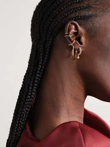 STONE AND STRAND Cyndi 14-karat Gold Diamond Hoop Earrings | Thumbnail 4 STONE AND STRAND Cyndi 14-karat Gold Diamond Hoop Earrings | Thumbnail 4