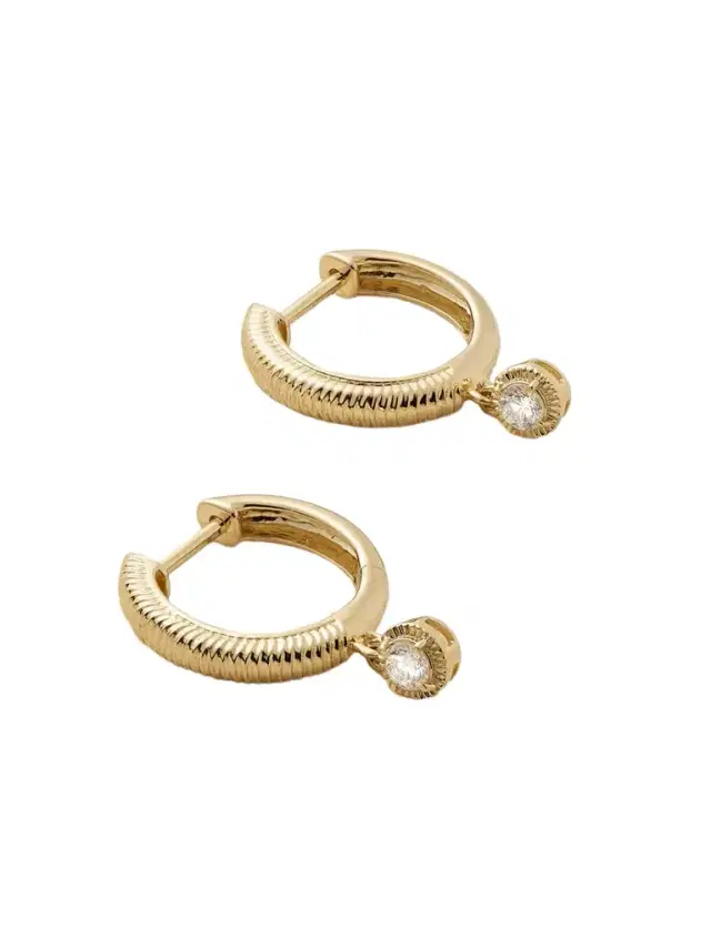 Cyndi 14-karat Gold Diamond Hoop Earrings