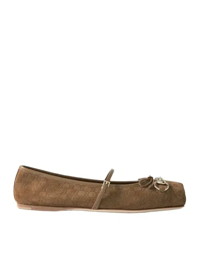 Horsebit-detailed Suede Ballet Flats