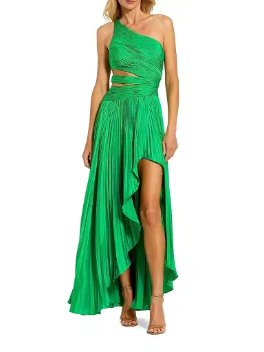 Mac Duggal Women's One-Shoulder Pleated Asymmetrical Gown - Spring Green - Size 12 | Thumbnail 1 Mac Duggal Women's One-Shoulder Pleated Asymmetrical Gown - Spring Green - Size 12 | Thumbnail 1