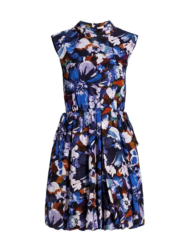 Derek Lam 10 Crosby Women's Laura Floral Bubble-Hem Minidress - Topaz Multi
