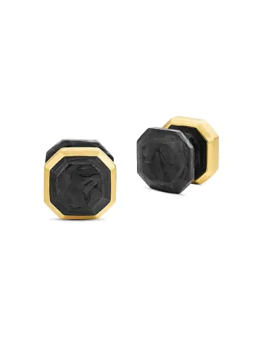David Yurman Men's Forged Carbon Tuxedo Studs in 18K Yellow Gold - Forged Carbon | Thumbnail 2 David Yurman Men's Forged Carbon Tuxedo Studs in 18K Yellow Gold - Forged Carbon | Thumbnail 2