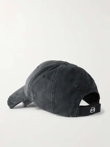 Balenciaga Double Unity Distressed Embroidered Cotton-drill Baseball Cap | Thumbnail 3