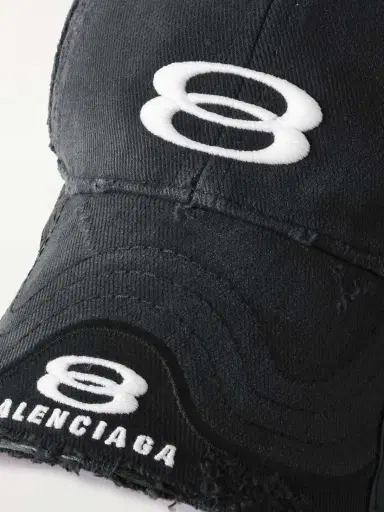 Balenciaga Double Unity Distressed Embroidered Cotton-drill Baseball Cap | Thumbnail 4