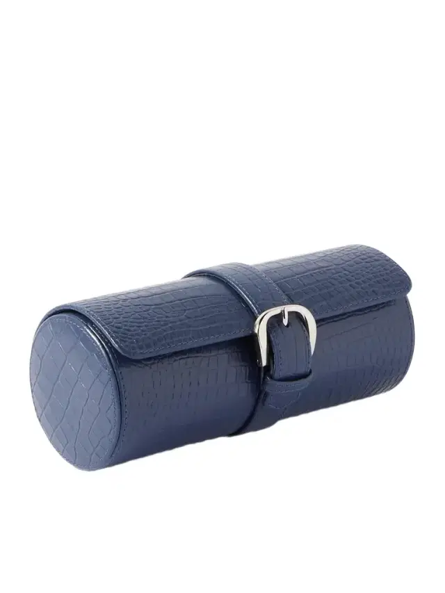 Croc-Effect Leather Watch Roll - Men