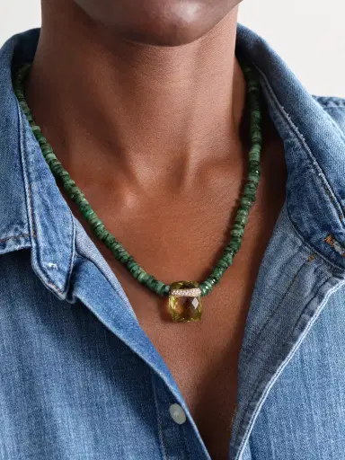JIA JIA 14-karat Gold, Emerald, Quartz And Diamond Necklace | Thumbnail 2