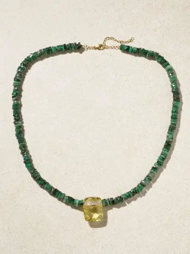JIA JIA 14-karat Gold, Emerald, Quartz And Diamond Necklace | Thumbnail 4