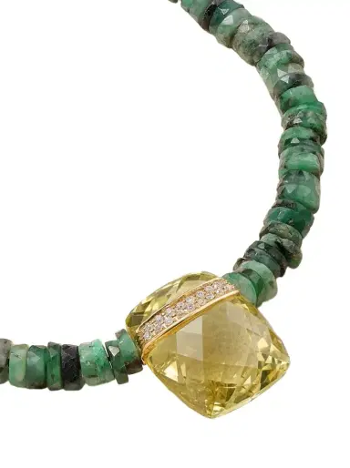 JIA JIA 14-karat Gold, Emerald, Quartz And Diamond Necklace | Thumbnail 1
