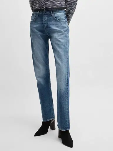 BOSS Women's Straight-Fit Jeans in Faded Denim - Blue | Thumbnail 2
