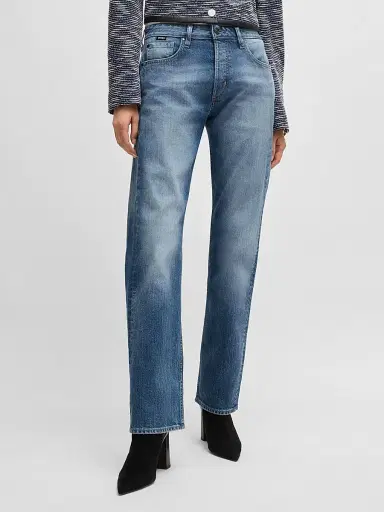 BOSS Women's Straight-Fit Jeans in Faded Denim - Blue | Thumbnail 3