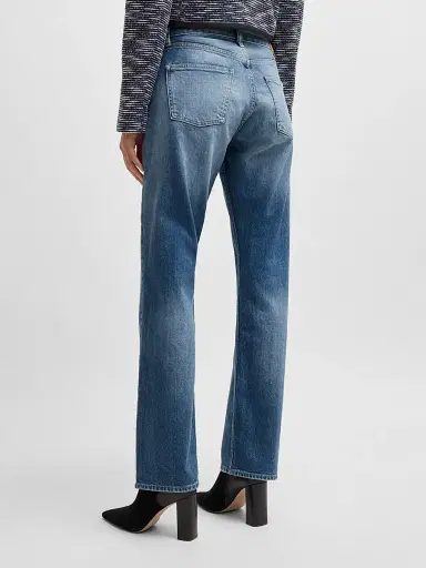BOSS Women's Straight-Fit Jeans in Faded Denim - Blue | Thumbnail 4