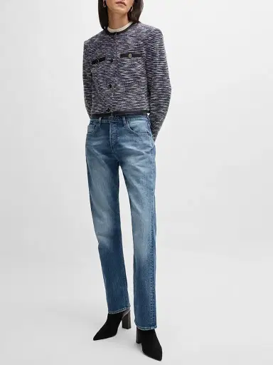 BOSS Women's Straight-Fit Jeans in Faded Denim - Blue | Thumbnail 6