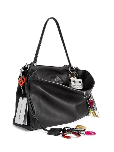 Balenciaga Women's Rodeo Used Effect Large Handbag with Charms - Black | Thumbnail 2