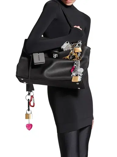 Balenciaga Women's Rodeo Used Effect Large Handbag with Charms - Black | Thumbnail 5