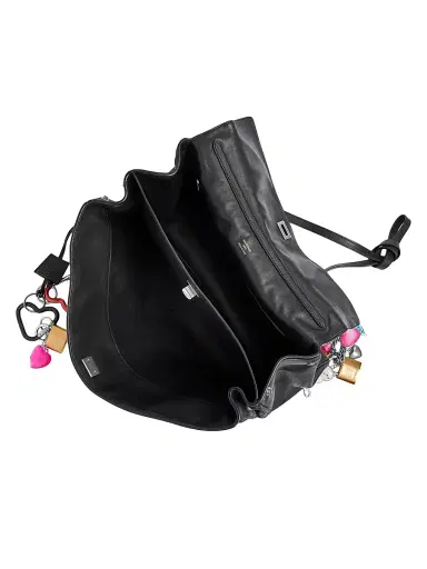 Balenciaga Women's Rodeo Used Effect Large Handbag with Charms - Black | Thumbnail 6