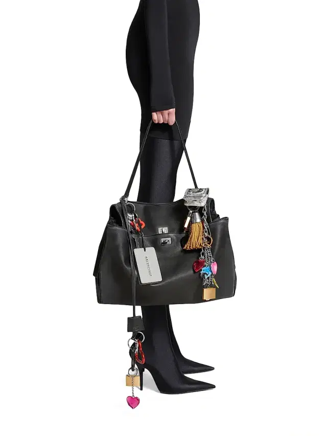 Balenciaga Women's Rodeo Used Effect  Handbag with Charms - Black