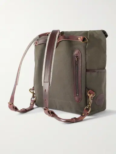 Bleu de Chauffe Jamy Leather-Trimmed Canvas Backpack - Men | Thumbnail 3 Bleu de Chauffe Jamy Leather-Trimmed Canvas Backpack - Men | Thumbnail 3