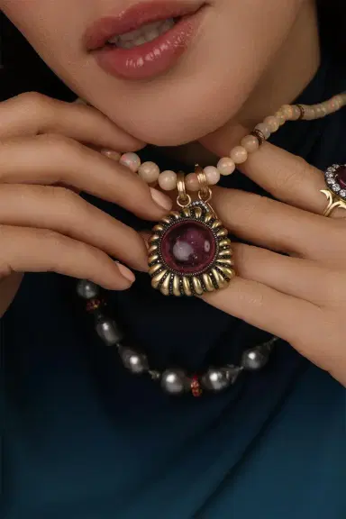 Sylva & Cie Opal Diamond Rondelle Necklace | Thumbnail 2