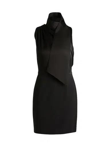 BOSS Women's Sleeveless Dress with Asymmetric V Neckline and Shawl Detail - Black | Thumbnail 1