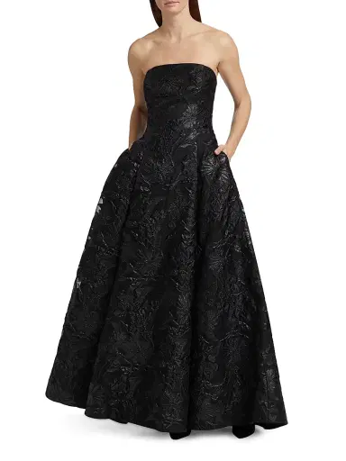 As It May Women's Severine Jacquard Strapless Gown - Black | Thumbnail 2