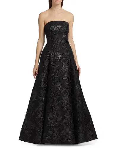 As It May Women's Severine Jacquard Strapless Gown - Black | Thumbnail 3