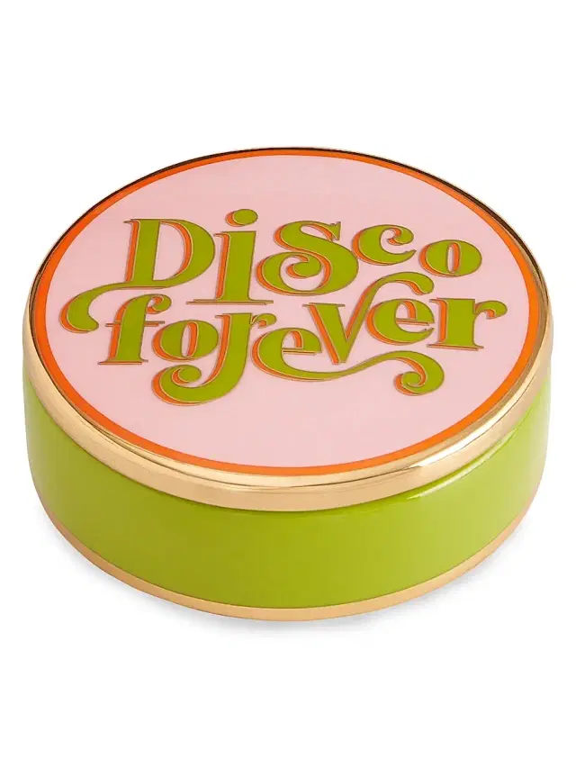 Jonathan Adler Deep Thoughts "Disco Forever" Porcelain Box - Green Pink