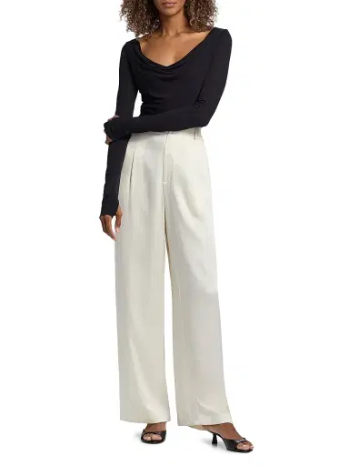 Lapointe Women's Relaxed Pleated Satin Pants | Thumbnail 2 Lapointe Women's Relaxed Pleated Satin Pants | Thumbnail 2