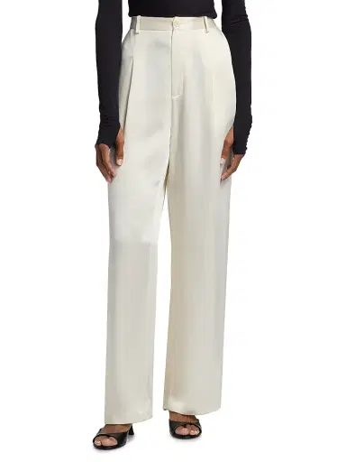 Lapointe Women's Relaxed Pleated Satin Pants | Thumbnail 3 Lapointe Women's Relaxed Pleated Satin Pants | Thumbnail 3