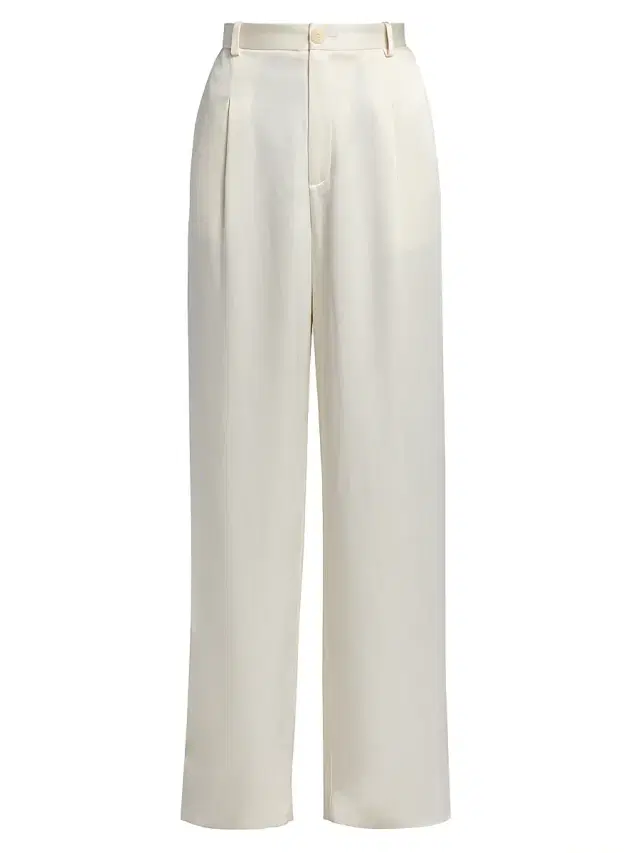 Women's Relaxed Pleated Satin Pants - Cream