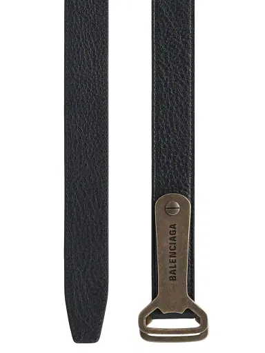 Balenciaga Men's Bottle Opener D Ring Belt - Black | Thumbnail 1