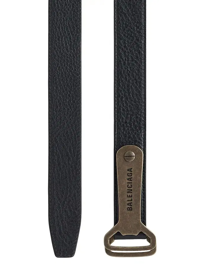 Balenciaga Men's Bottle Opener D Ring Belt - Black