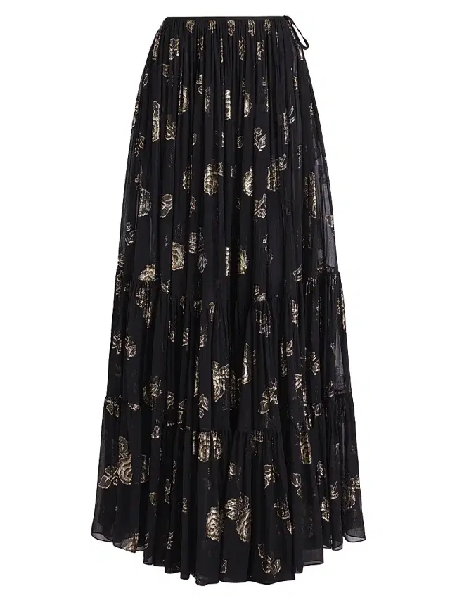 Women's Jacquard Maxi Skirt - Black