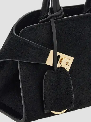 FERRAGAMO Women's Hug Mini Leather Top-Handle Bag - Nero | Thumbnail 8