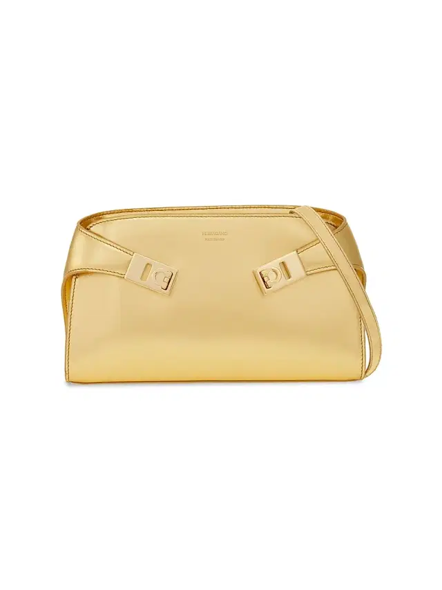 Women's Hug Metallic Leather Crossbody Bag - Gold