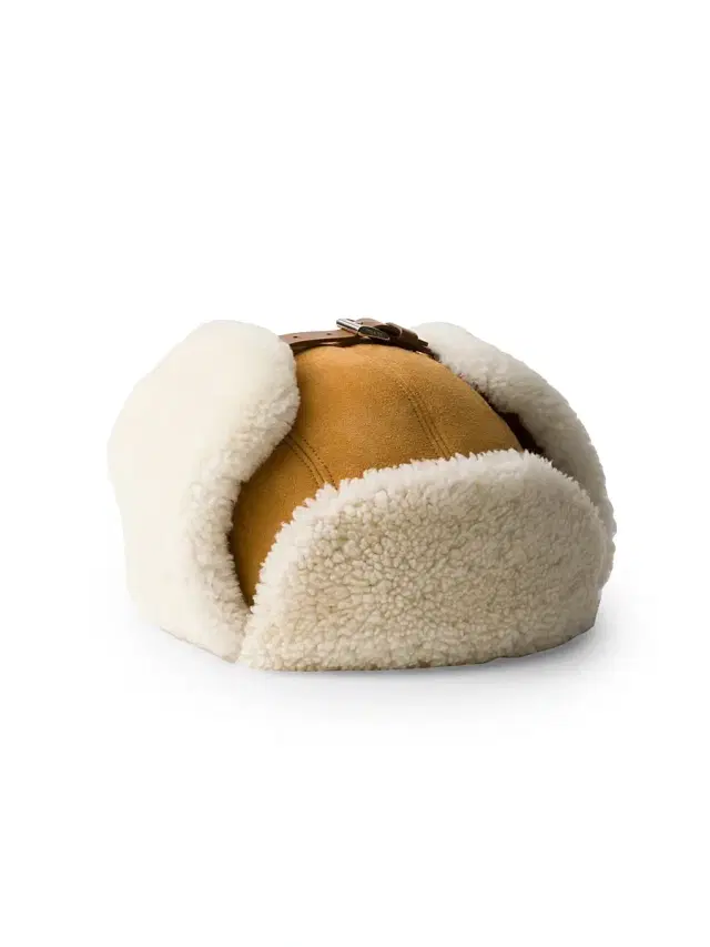 Men's Suede Shearling Trapper Hat - Beige Khaki