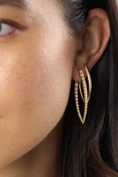Melissa Kaye Cristina Large Diamond Earrings - Yellow Gold | Thumbnail 2 Melissa Kaye Cristina Large Diamond Earrings - Yellow Gold | Thumbnail 2