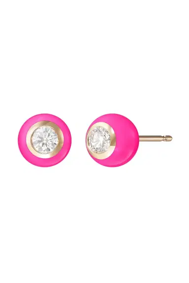 Melissa Kaye Medium Neon Pink Audrey Stud Earrings | Thumbnail 1
