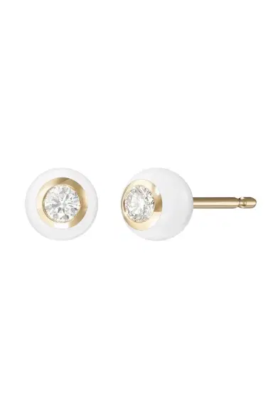 Melissa Kaye Medium White Audrey Stud Earrings | Thumbnail 1