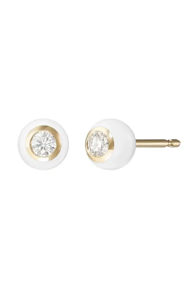 Melissa Kaye Medium White Audrey Stud Earrings
