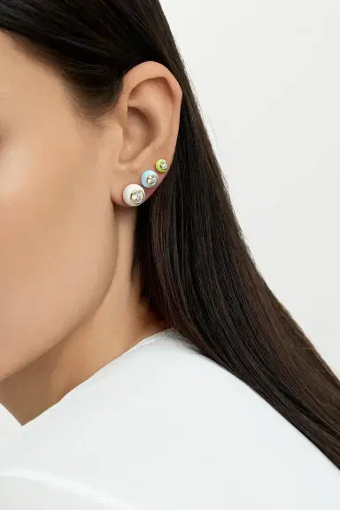 Melissa Kaye Small Pastel Blue Audrey Stud Earrings | Thumbnail 2 Melissa Kaye Small Pastel Blue Audrey Stud Earrings | Thumbnail 2