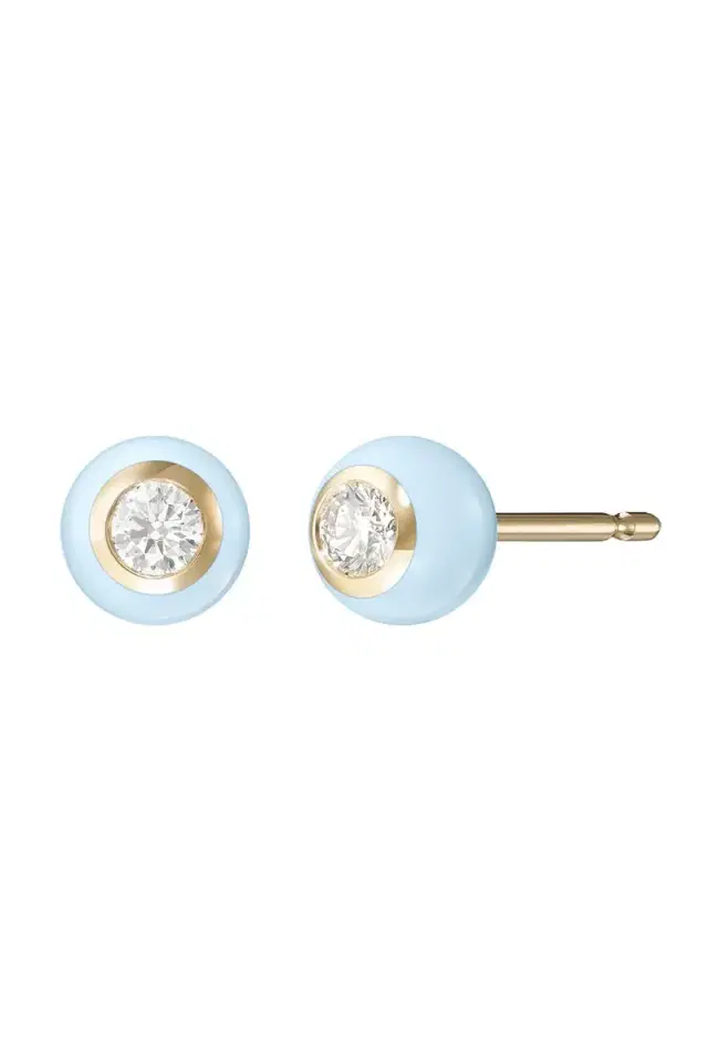 Melissa Kaye Small Pastel Blue Audrey Stud Earrings