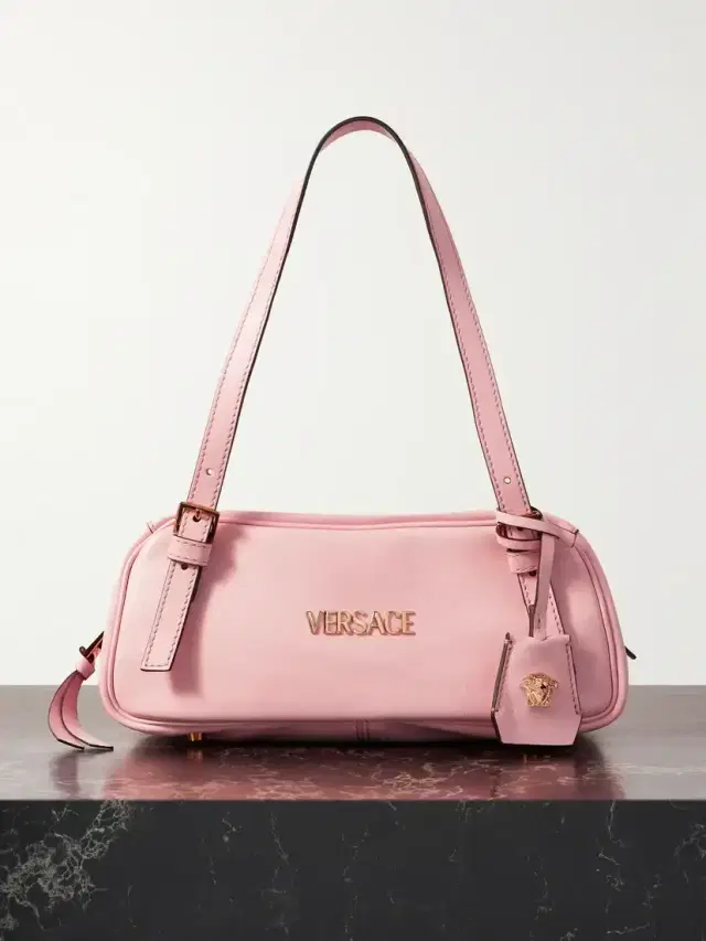 Tag Embellished Leather Shoulder Bag