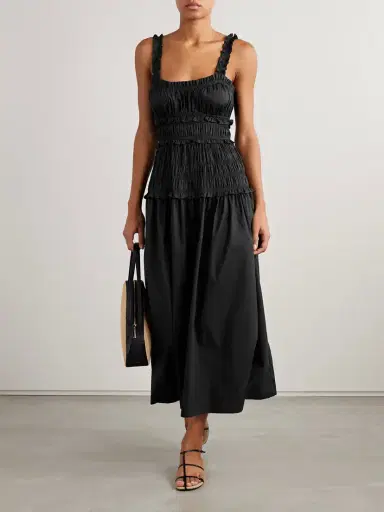 DÔEN Marianne Shirred Organic Cotton-poplin Midi Dress | Thumbnail 2 DÔEN Marianne Shirred Organic Cotton-poplin Midi Dress | Thumbnail 2