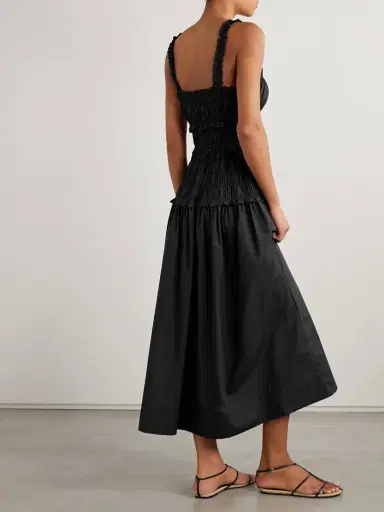DÔEN Marianne Shirred Organic Cotton-poplin Midi Dress | Thumbnail 3 DÔEN Marianne Shirred Organic Cotton-poplin Midi Dress | Thumbnail 3